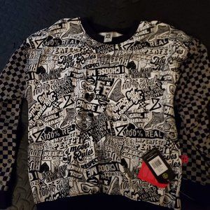 Zumba Graphic Gray Checkered Sweatshirt Pullover - Size Small